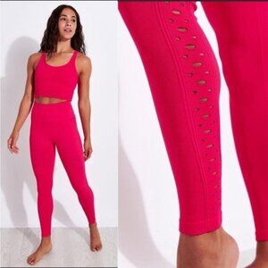Spiritual Gangster Self Love Ribbed Legging Perforated Sides‎ Hot Pink XS/S